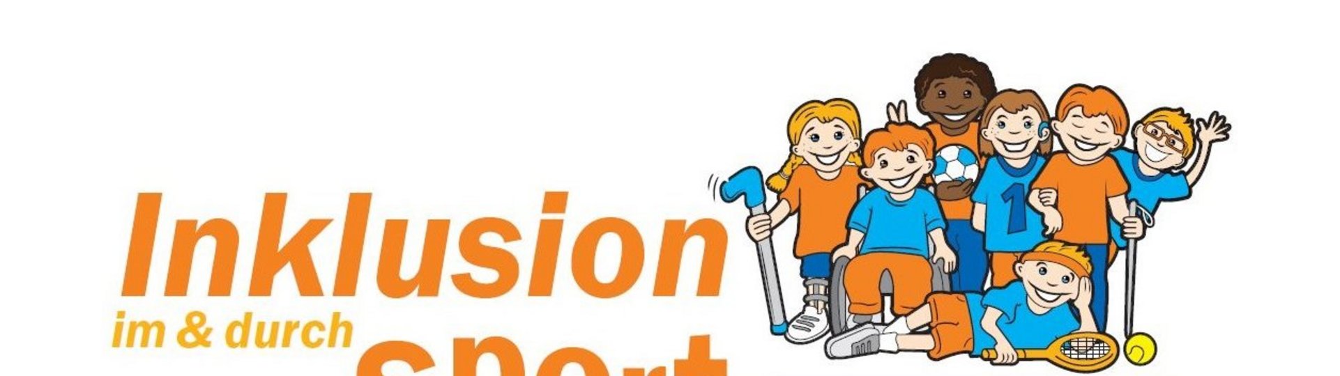 eine inklusive Sportgruppe neben dem Schriftzug Inklusion im und durch Sport in Schleswig-Holstein